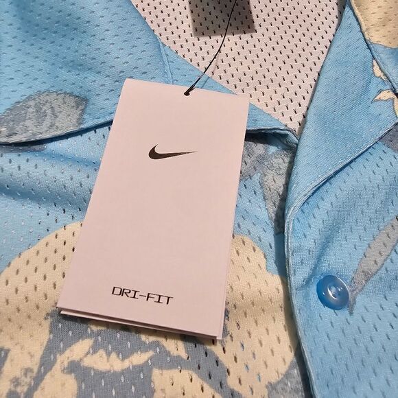 Nike Rose City Mesh Button-Up Shirt Dri-Fit Floral Men's Small S Blue FJ1650-499 - Picture 4 of 13